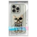 Nimmy etui iPhone 15 Pro 6.1" szary/gray Glasses Cool Dog