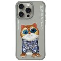 Nimmy etui iPhone 15 Pro Max 6.7" szary/gray Glasses Cool Cat