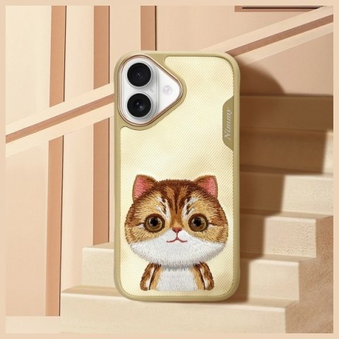Nimmy etui iPhone 16 6.1" khaki Big Eyed Pet 2.0 Cat