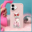 Nimmy etui iPhone 16 6.1" różowy/pink Glasses Cool Cat