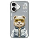 Nimmy etui iPhone 16 6.1" szary/gray Cool&Cute 2.0 Bear