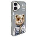 Nimmy etui iPhone 16 6.1" szary/gray Cool&Cute 2.0 Bear