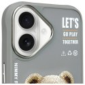 Nimmy etui iPhone 16 6.1" szary/gray Cool&Cute 2.0 Bear