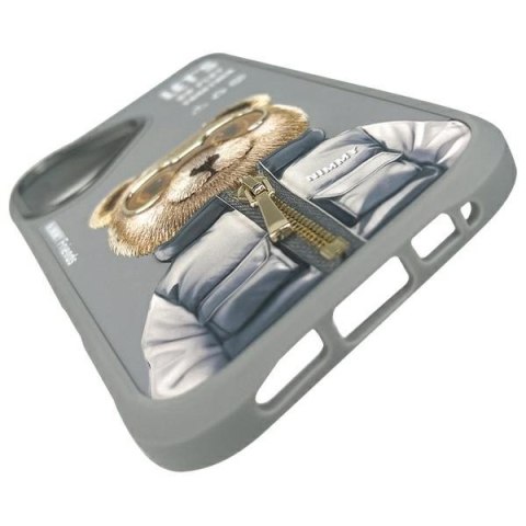 Nimmy etui iPhone 16 6.1" szary/gray Cool&Cute 2.0 Bear