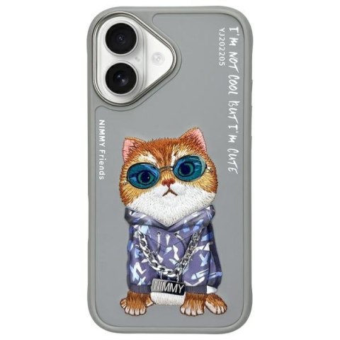 Nimmy etui iPhone 16 6.1" szary/gray Glasses Cool Cat