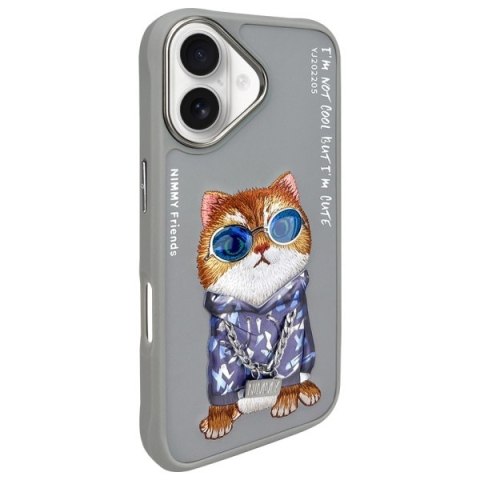 Nimmy etui iPhone 16 6.1" szary/gray Glasses Cool Cat