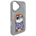 Nimmy etui iPhone 16 6.1" szary/gray Glasses Cool Cat