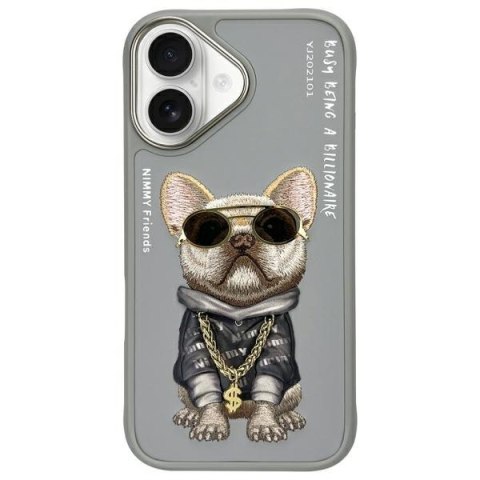 Nimmy etui iPhone 16 6.1" szary/gray Glasses Cool Dog