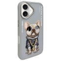 Nimmy etui iPhone 16 6.1" szary/gray Glasses Cool Dog