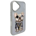 Nimmy etui iPhone 16 6.1" szary/gray Glasses Cool Dog