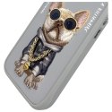 Nimmy etui iPhone 16 6.1" szary/gray Glasses Cool Dog