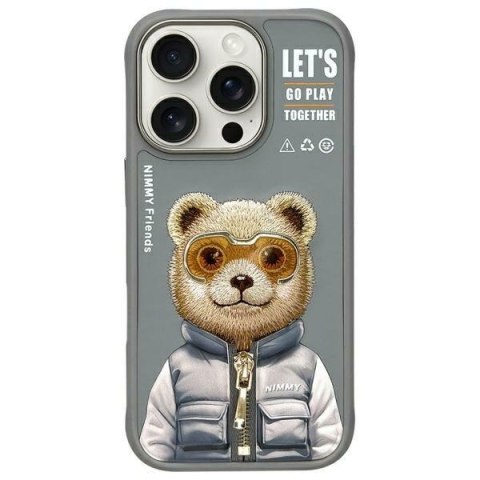 Nimmy etui iPhone 16 Pro 6.3" szary/gray Cool&Cute 2.0 Bear