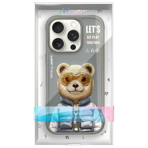 Nimmy etui iPhone 16 Pro 6.3" szary/gray Cool&Cute 2.0 Bear