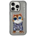 Nimmy etui iPhone 16 Pro 6.3" szary/gray Glasses Cool Cat