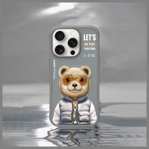 Nimmy etui iPhone 16 Pro Max 6.9" szary/gray Cool&Cute 2.0 Bear