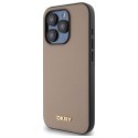 DKNY DKHMP15XPGHLME iPhone 15 Pro Max 6.7" beżowy/beige hardcase Grained Metal Logo MagSafe