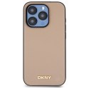 DKNY DKHMP15XPGHLME iPhone 15 Pro Max 6.7" beżowy/beige hardcase Grained Metal Logo MagSafe