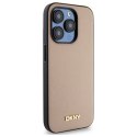 DKNY DKHMP15XPGHLME iPhone 15 Pro Max 6.7" beżowy/beige hardcase Grained Metal Logo MagSafe