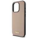 DKNY DKHMP15XPGHLME iPhone 15 Pro Max 6.7" beżowy/beige hardcase Grained Metal Logo MagSafe