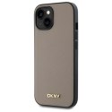 DKNY DKHMP15SPGHLME iPhone 15 6.1" beżowy/beige hardcase Grained Metal Logo MagSafe