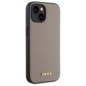 DKNY DKHMP15SPGHLME iPhone 15 6.1" beżowy/beige hardcase Grained Metal Logo MagSafe