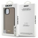 DKNY DKHMP15SPGHLME iPhone 15 6.1" beżowy/beige hardcase Grained Metal Logo MagSafe