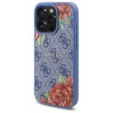 Guess GUHMP16LP4ROPEMCB iPhone 16 Pro 6.3" niebieski/blue hardcase 4G Flowers Print MagSafe