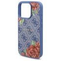 Guess GUHMP16LP4ROPEMCB iPhone 16 Pro 6.3" niebieski/blue hardcase 4G Flowers Print MagSafe