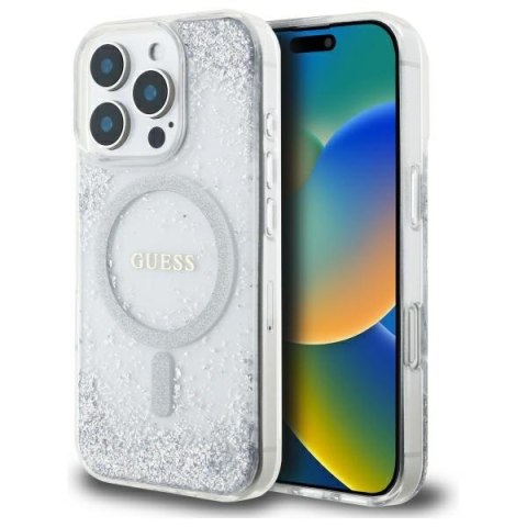 Guess GUHMP16LRGRGES iPhone 16 Pro 6.3" srebrny/silver hardcase Resin Gradient Glitter MagSafe