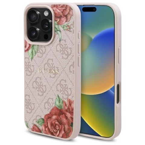 Guess GUHMP16XP4ROPEMCP iPhone 16 Pro Max 6.9" różowy/pink hardcase 4G Flowers Print MagSafe