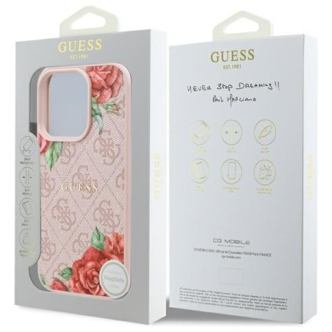 Guess GUHMP16XP4ROPEMCP iPhone 16 Pro Max 6.9" różowy/pink hardcase 4G Flowers Print MagSafe