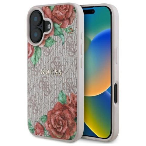 Guess GUHMP16SP4ROPEMCP iPhone 16 6.1" różowy/pink hardcase 4G Flowers Print MagSafe