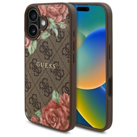 Guess GUHMP16SP4ROPEMCW iPhone 16 6.1" brązowy/brown hardcase 4G Flowers Print MagSafe