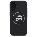 Karl Lagerfeld KLHMP16SSKCHTCK iPhone 16 6.1" czarny/black hardcase Silicone Karl&Choupette Heads MagSafe