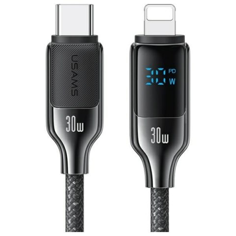 USAMS Kabel USB-C na Lightning 30W 1.2m Digital Display Zinc Alloy Fast Charging Data Cable HX Series SJ741USB02 (US-SJ741)