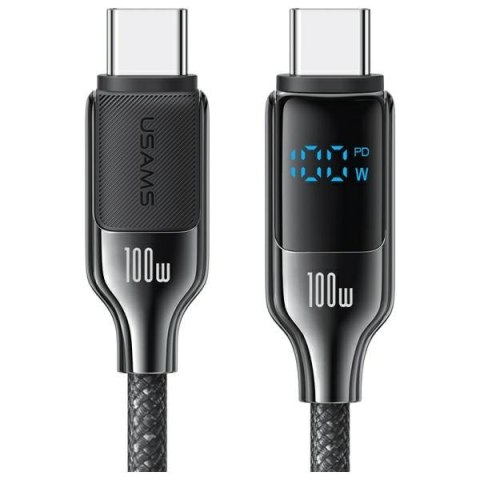 USAMS Kabel USB-C na USB-C 100W 1.2m Digital Display Zinc Alloy Fast Charging Data Cable HX Series SJ742USB02 (US-SJ742)