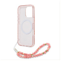 Guess GUHMP16XHCPOFPP iPhone 16 Pro Max 6.9" różowy/pink hardcase IML Flowers Allover Electro With Pearl Strap MagSafe