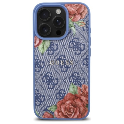 Guess GUHMP16XP4ROPEMCB iPhone 16 Pro Max 6.9" niebieski/blue hardcase 4G Flowers Print MagSafe