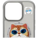 Etui Nimmy Glasses Cool Cat do iPhone 16 Pro Max szary