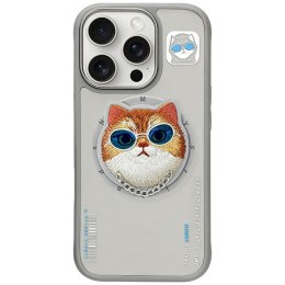 Etui Nimmy Glasses Cool Cat do iPhone 16 Pro szary