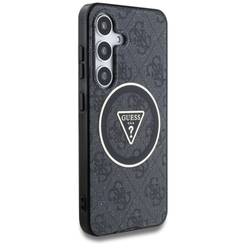 Etui Guess 4G Glitter Triangle Buttons MagSafe do Samsung Galaxy S25 Plus czarny