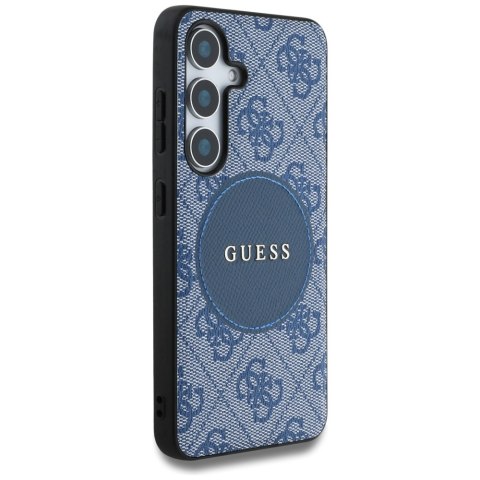 Etui Guess 4G Round Patch Classic Logo MagSafe do Samsung Galaxy S25 niebieski