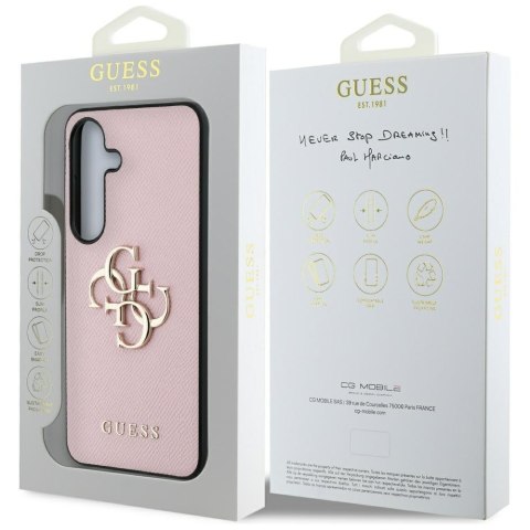 Etui Guess Grained Big 4G Logo Small Classic Logo do Samsung Galaxy S25 różowy