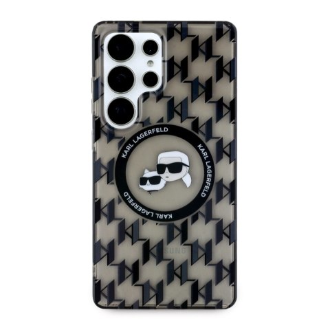 Etui Karl Lagerfeld Button Karl & Choupette Heads On KL Pattern MagSafe Samsung Galaxy S25 Ultra czarny