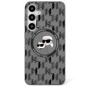 Etui Karl Lagerfeld Button Karl&Choupette Heads On KL Pattern MagSafe do Samsung Galaxy S25 czarny