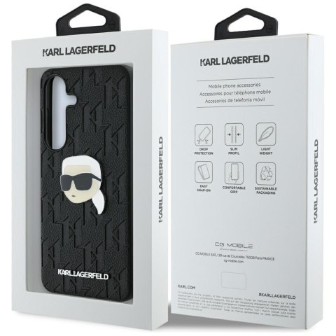 Etui Karl Lagerfeld Leather Monogram Pin Logo Karl Head Samsung Galaxy S25 czarny