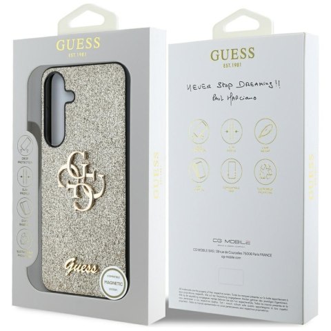 Etui Guess Fixed Glitter Big 4G Metal Logo do Samsung Galaxy S25 złoty