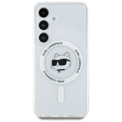 Etui Karl Lagerfeld Button Choupette Head Printed Logo MagSafe Samsung Galaxy S25 Plus biały