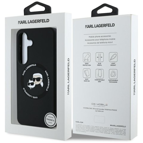 Etui Karl Lagerfeld Silicone Double Heads And Circle MagSafe Samsung Galaxy S25 czarny