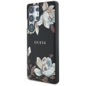 Etui Guess Grained Printed Flower Pattern MagSafe do Samsung Galaxy S25 Ultra czarny